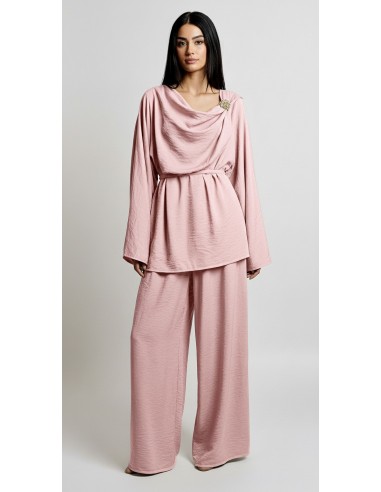 Ensemble drapé sari mastour rose blush  - 1