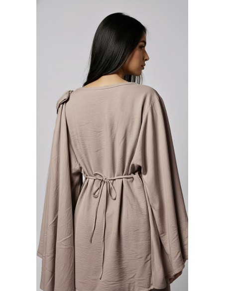 Ensemble drapé sari mastour beige taupe  - 3