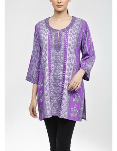 Tunique indienne ethnique kurti Violet mauve Maya  - 2