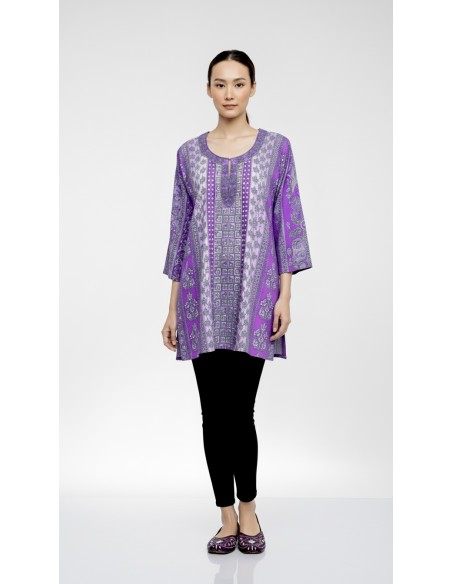 Tunique indienne ethnique kurti Violet mauve Maya  - 1