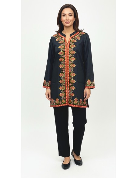 Tunique indienne ethnique kurti Noir bohème Julia  - 2