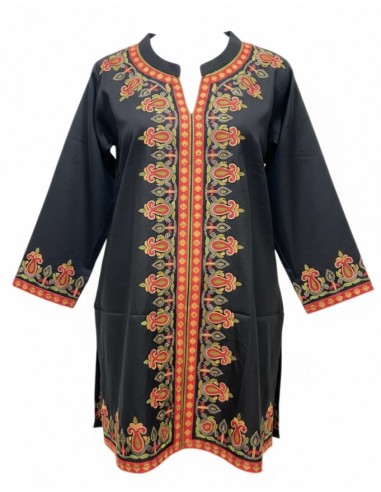 Tunique indienne ethnique kurti Noir bohème Julia  - 3