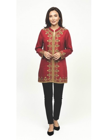 Tunique indienne ethnique kurti bordeaux bohème Julia  - 2