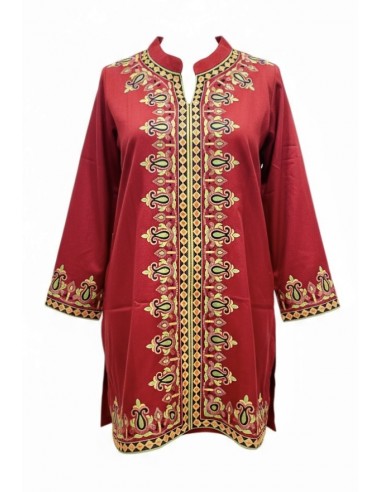 Tunique indienne ethnique kurti bordeaux bohème Julia  - 3