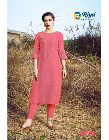 Tunique kurti indienne longue Rose corail  - 3