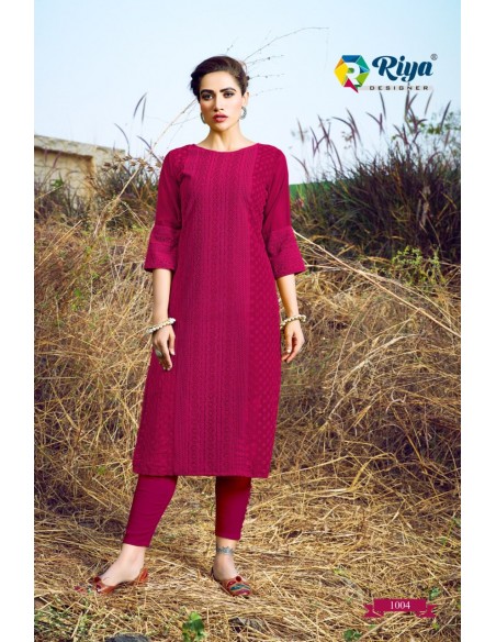 Tunique indienne kurti longue Rose fuchsia  - 3