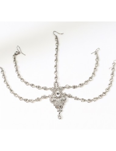 Bijou de tête indien argenté Maang Tikka – Accessoire mariage oriental et cérémonie femme  - 1