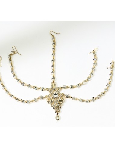 Bijou de tête indien doré Maang Tikka – Accessoire mariage oriental et cérémonie femme  - 1