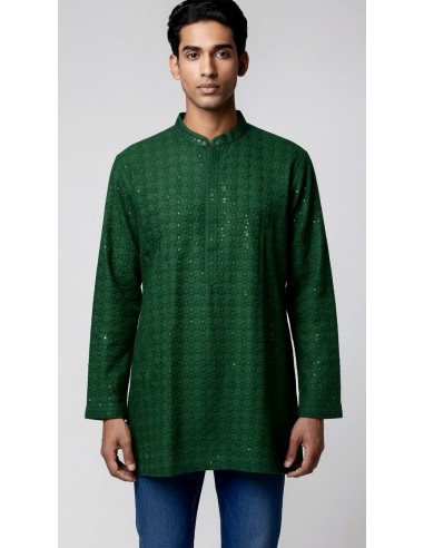 Kurta Homme vert Brodé – Tenue Traditionnelle Indienne Chic - 2