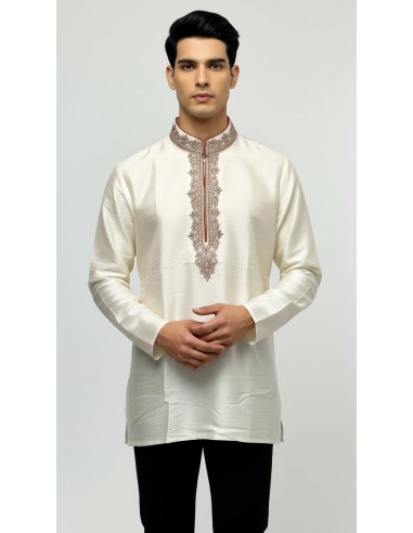 Kurta Homme Ivoire Brodé – Tenue Traditionnelle Indienne Élégante - 2