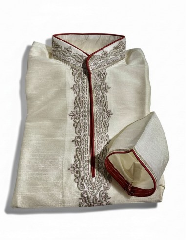 Kurta Homme Ivoire Brodé – Tenue Traditionnelle Indienne Élégante - 3