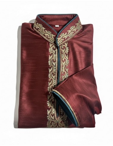Kurta Homme bordeaux – Tenue Traditionnelle Indienne Élégante - 3