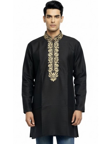 Kurta Homme noir – Tenue Traditionnelle Indienne Élégante - 2