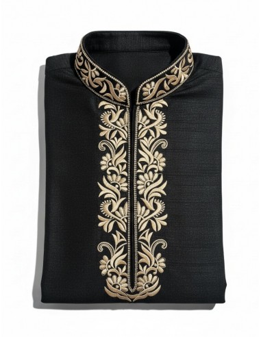 Kurta Homme noir – Tenue Traditionnelle Indienne Élégante - 3