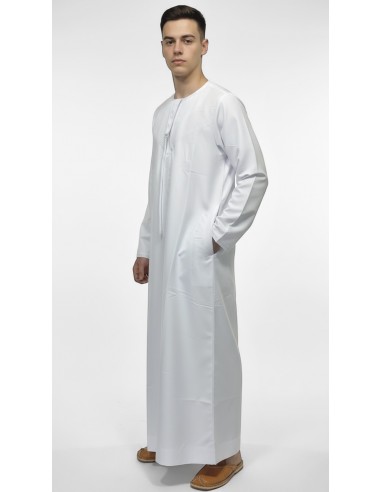 Qamis Homme Blanc Dubai – Thobe Islamique Élégant pour Prière, Ramadan, Eid, Omra & Hajj - 2