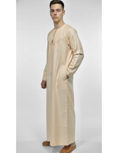 Qamis Homme beige Dubai – Thobe Islamique Élégant pour Prière, Ramadan, Eid, Omra & Hajj - 1