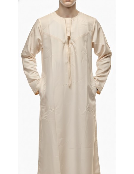 Qamis Homme beige Dubai – Thobe Islamique Élégant pour Prière, Ramadan, Eid, Omra & Hajj - 2