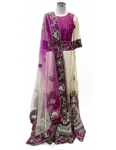 Ensemble indien perlé – Lehenga pakistanais femme avec dupatta | Tenue mariage & cérémonie - 1