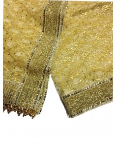 Dupatta Chale etole indiens brodé Doré  - 1 2