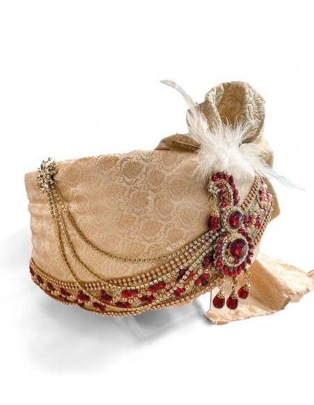 Chapeau traditionnel indien Blanc blanc cassée  - 2