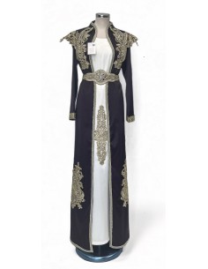 Caftan Robe oriental violet et blanc  - 1