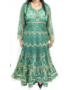 Robe indienne Longue salwar churidar anarkali Kareena Vert  - 1 2