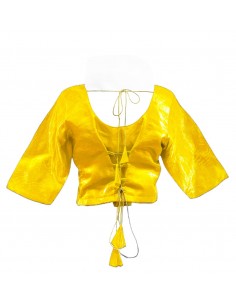 Choli sari pas cher bollywood haut saree jaune  - 1 2