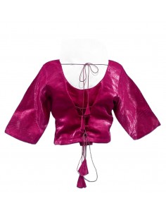 Choli sari pas cher bollywood haut saree rose fuschia  - 1 2