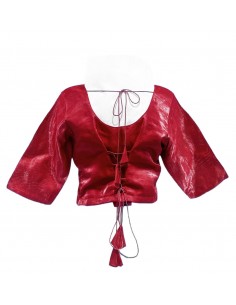 Choli sari pas cher bollywood haut saree rouge bordeaux  - 1 2