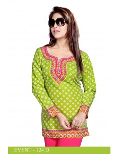 Tunique indienne ethnique kurti bohème Vert claire A23  - 1 2