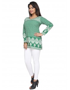 Tunique indienne ethnique kurti bohème Vert A23 - 1 2
