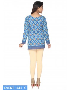 Tunique indienne ethnique kurti bohème Bleu turquoise A23  - 1 2