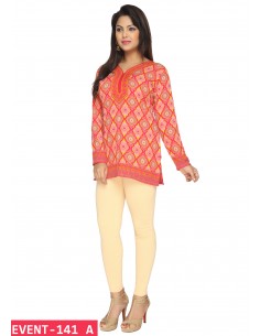 Tunique indienne ethnique kurti bohème orange rose A23  - 1 2
