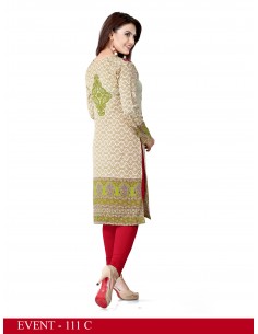 Tunique indienne ethnique kurti long bohème Rouge A231  - 1 2