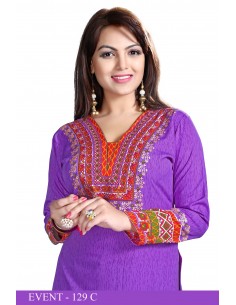 Tunique indienne ethnique kurti bohème Violet A23  - 1 2