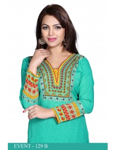 Tunique indienne ethnique kurti bohème Vert clair A23  - 1 2