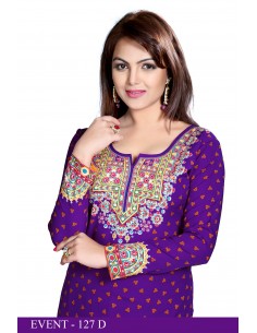 Tunique indienne ethnique kurti bohème Violet  - 1 2
