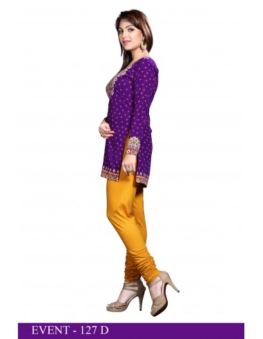 Tunique indienne ethnique kurti bohème Violet  - 4