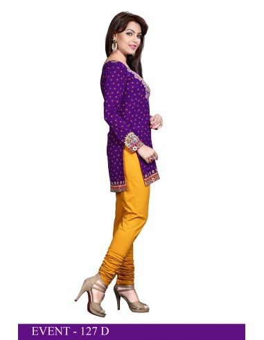 Tunique indienne ethnique kurti bohème Violet  - 3