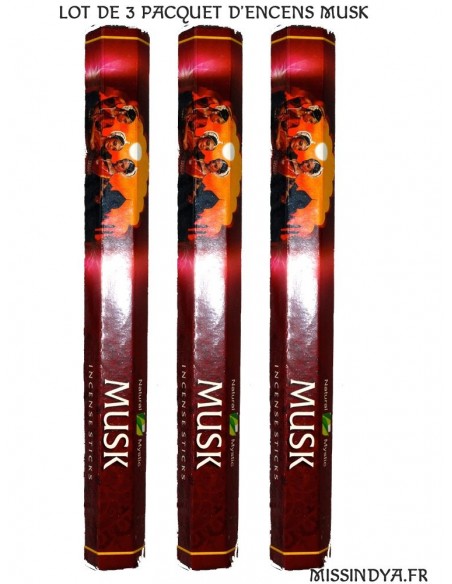Baton d'encens Au Musq lots de 3 paquet Bazar indien