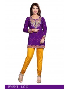 Tunique indienne ethnique kurti bohème Violet  - 1