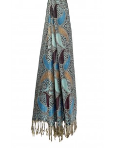 étole pashmina bleu/noir  - 1 2
