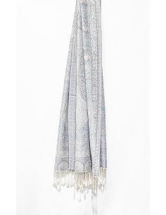 étole pashmina blanc/ gris perle  - 1 2