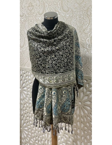 Pashmina Kashmir perle Echarpe haute gamme foulard  - 1