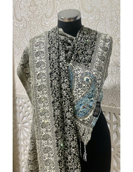 Pashmina Kashmir perle Echarpe haute gamme foulard  - 2