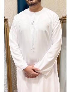 Qamis emiratis saoudien maghreb priere aid ramadan Blanc  - 1 2