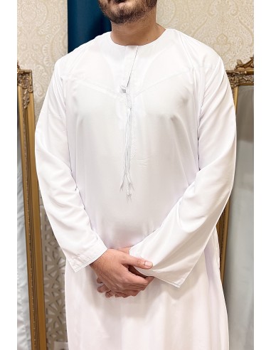Qamis emiratis saoudien maghreb priere aid ramadan Blanc  - 2