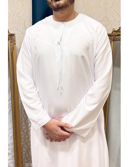 Qamis emiratis saoudien maghreb priere aid ramadan Blanc  - 2
