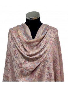 châle indien motif cachemire beige rosé  - 1 2