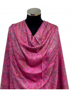 châle indien motif cachemire rose d'Inde  - 2 2